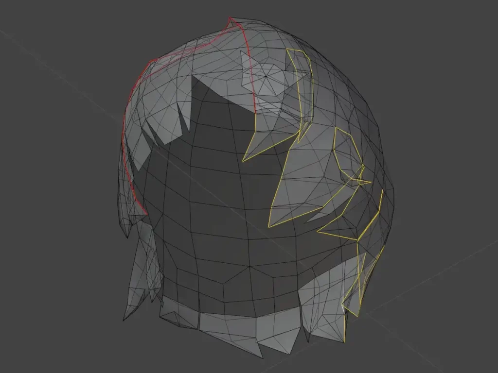 横髪と後ろ髪のシームになる辺を選択したところ